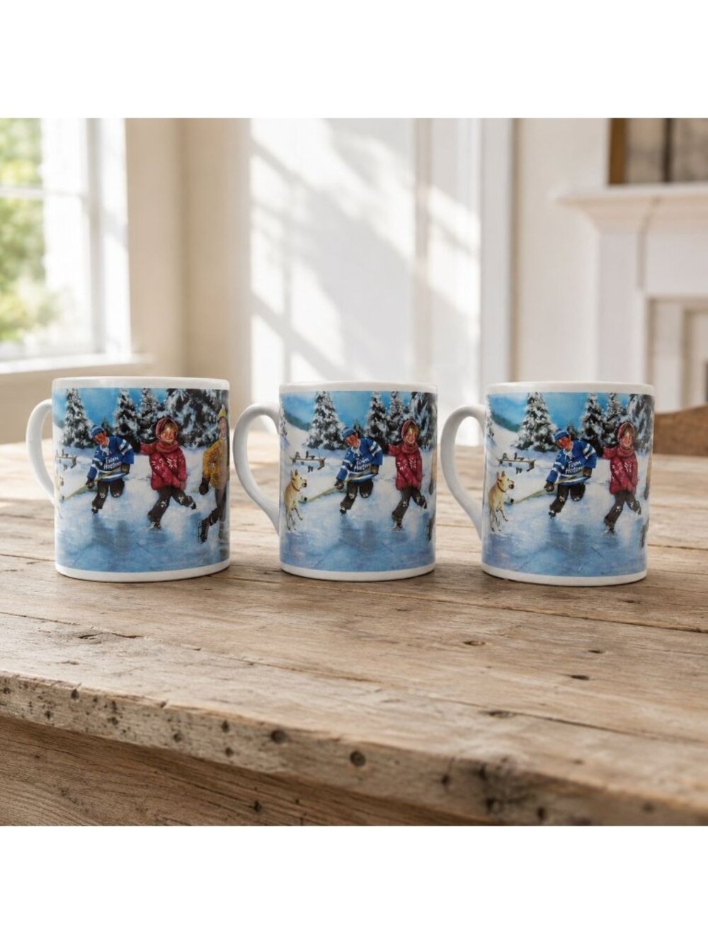 Tim Hortons Limited Edition Series 003 Skating Pond Mug Set Of 3 Vintage - AS IS